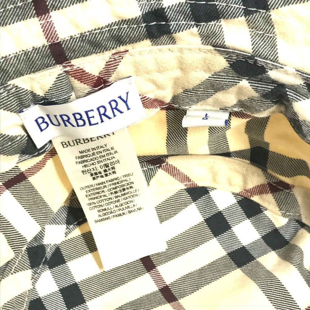 BURBERRY 8075650 Check Hat Bucket Hat Bob Hat Cotton Women's Beige