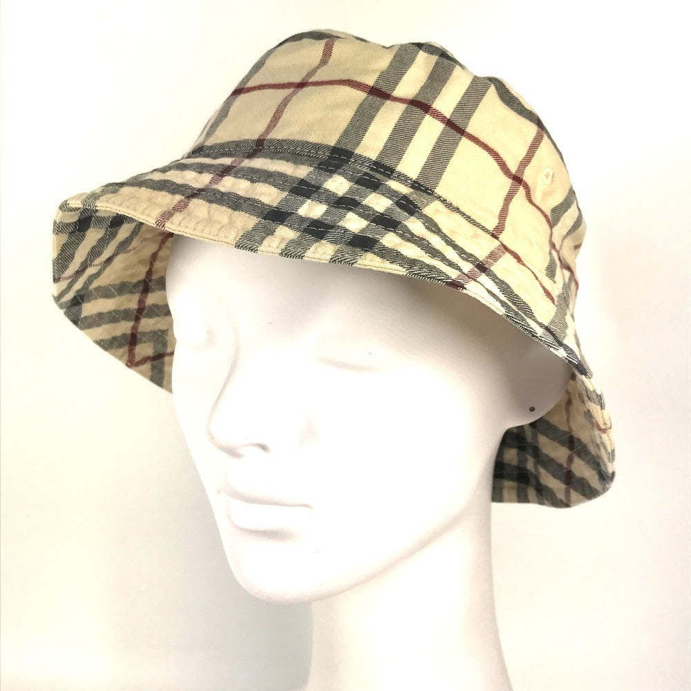 BURBERRY 8075650 Check Hat Bucket Hat Bob Hat Cotton Women's Beige