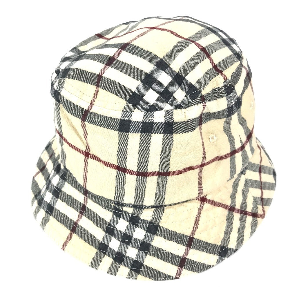 BURBERRY 8075650 Check Hat Bucket Hat Bob Hat Cotton Women's Beige