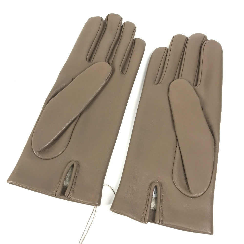 HERMES H202053G H Logo Gloves "Bastille" Accessories Gloves Leather Women's Etoupe Gray