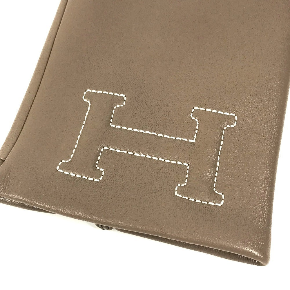 HERMES H202053G H Logo Gloves "Bastille" Accessories Gloves Leather Women's Etoupe Gray