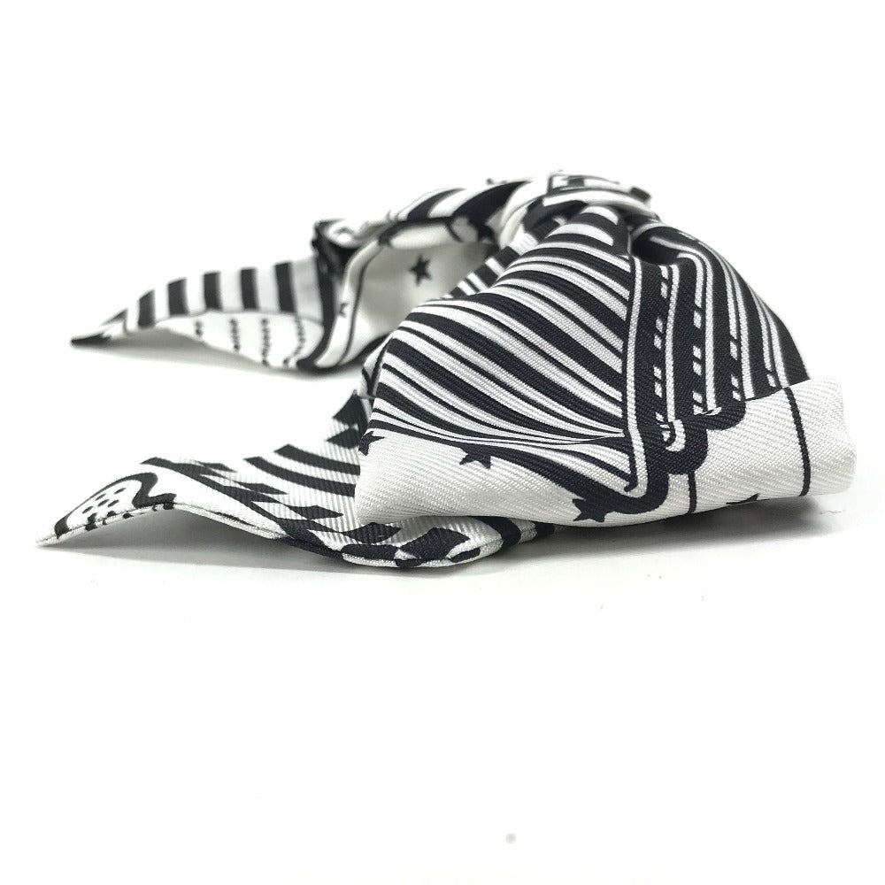 HERMES Barrette Grenelle Zigzag PM Hair Accessory Ribbon Barrette Silk Women's White