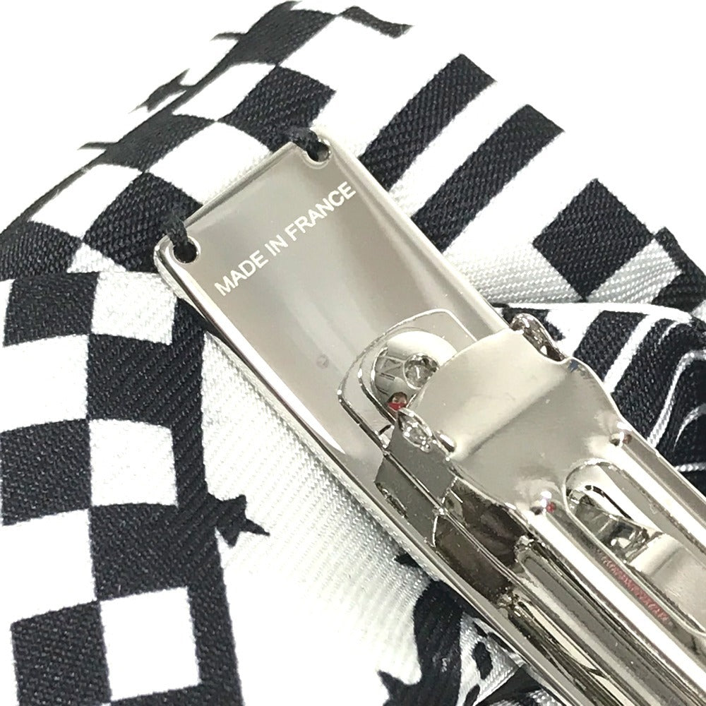 HERMES Barrette Grenelle Zigzag PM Hair Accessory Ribbon Barrette Silk Women's White