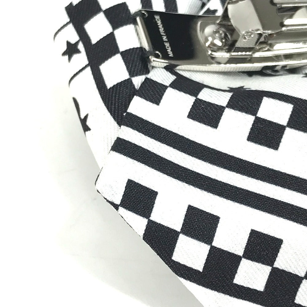 HERMES Barrette Grenelle Zigzag PM Hair Accessory Ribbon Barrette Silk Women's White