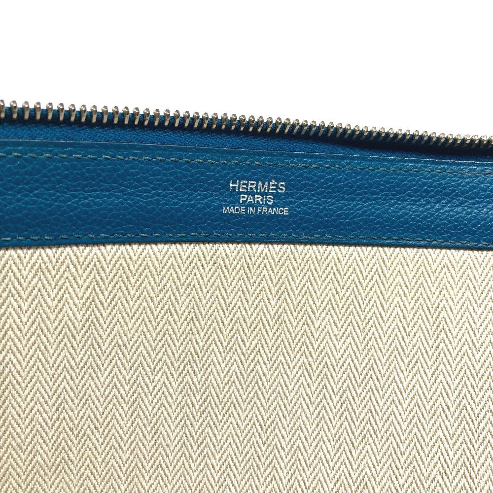 HERMES L字ファスナー ジップコンピューター カバン セカンドバッグ クラッチバッグ エバーカラー レディース ブルードガリス ブルー
