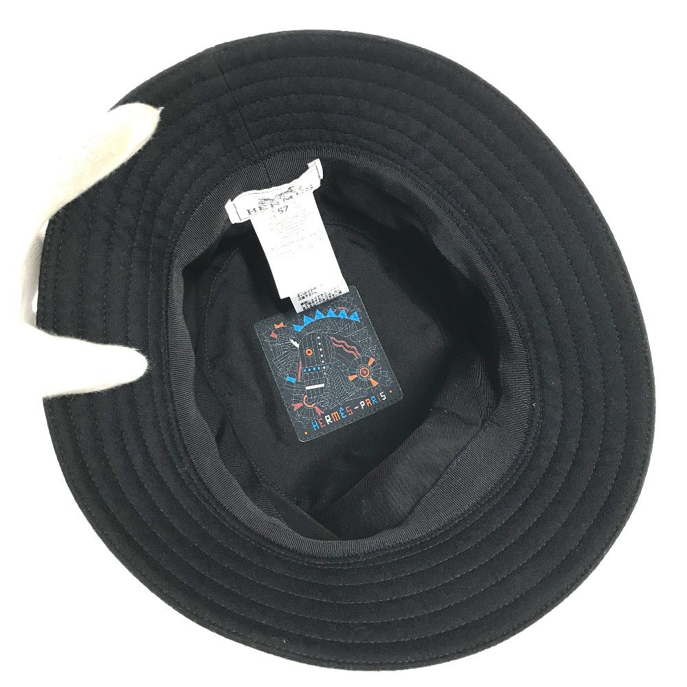 HERMES Fred Crew Carousel Hat Cap Bucket Hat Bob Hat Hat Wool Unisex Black