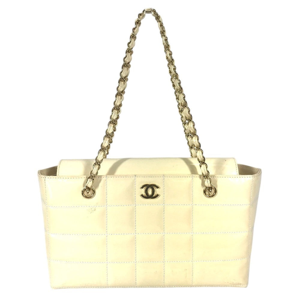 CHANEL CC Coco Mark Logo Chocolate Bar Bag W Chain Bag Chain Bag Shoulder Bag Enamel Unisex White