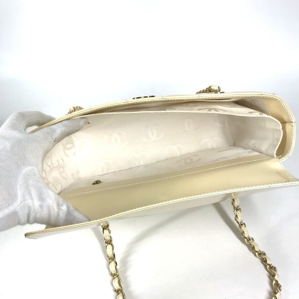 CHANEL CC Coco Mark Logo Chocolate Bar Bag W Chain Bag Chain Bag Shoulder Bag Enamel Unisex White