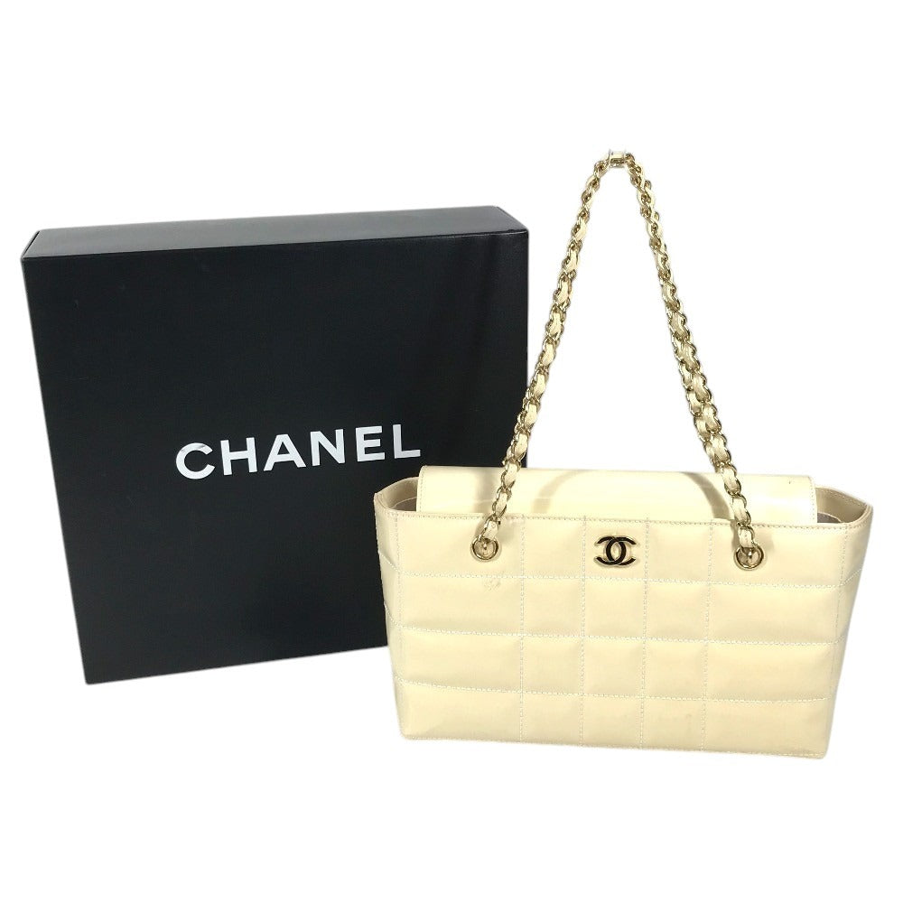 CHANEL CC Coco Mark Logo Chocolate Bar Bag W Chain Bag Chain Bag Shoulder Bag Enamel Unisex White