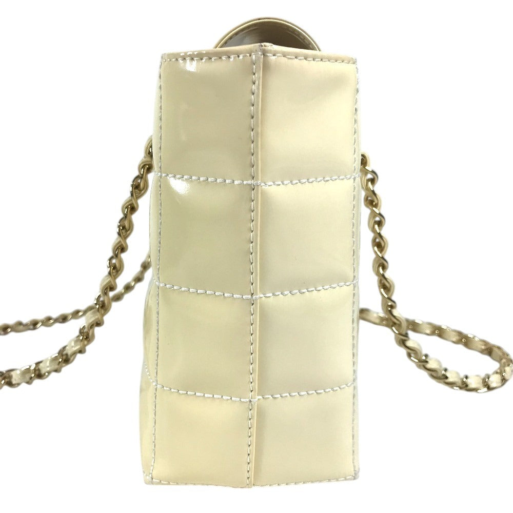 CHANEL CC Coco Mark Logo Chocolate Bar Bag W Chain Bag Chain Bag Shoulder Bag Enamel Unisex White