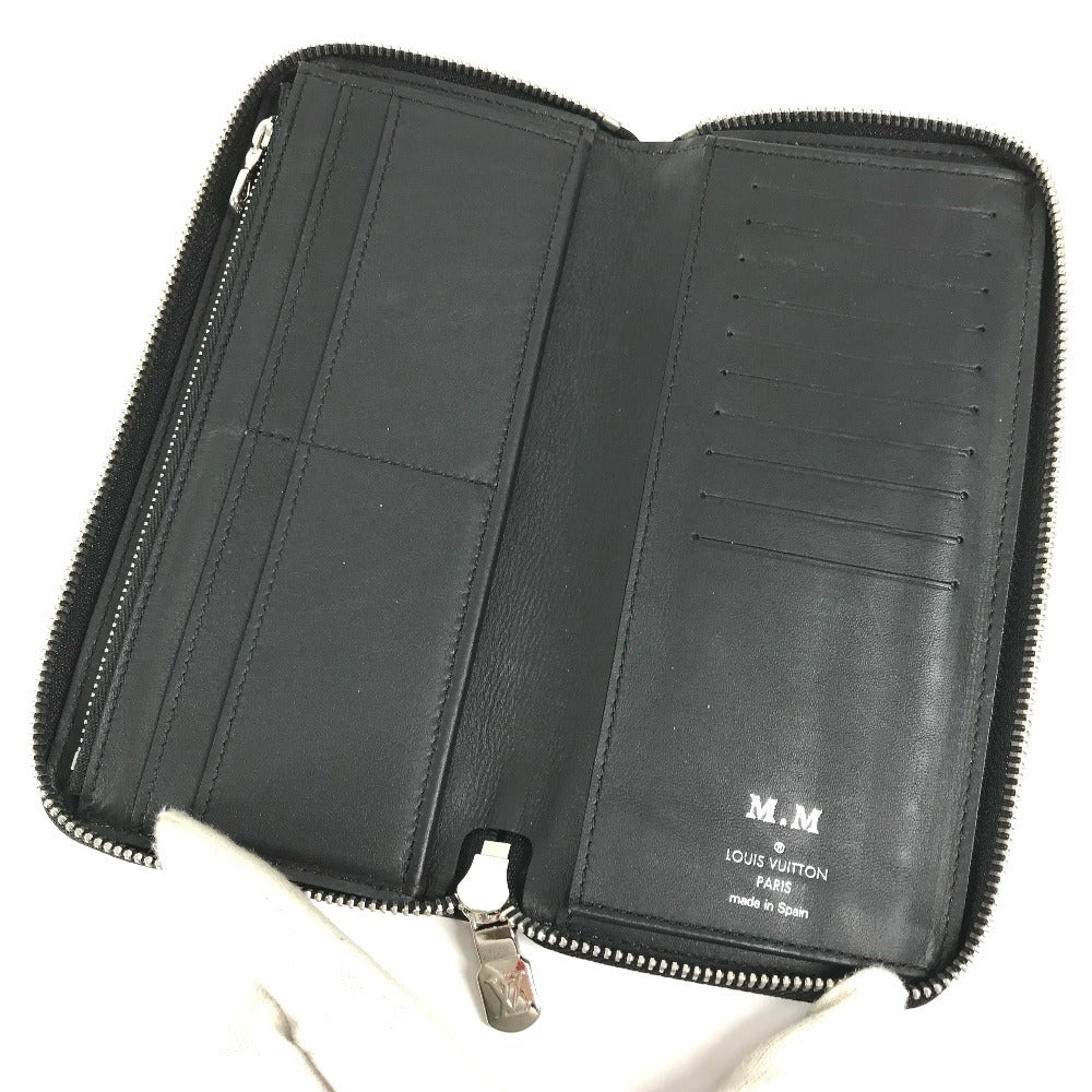 LOUIS VUITTON M68228 LV Logo Vertical Zippy Wallet Long Wallet Round Zipper Tripon Leather Unisex Noir Black