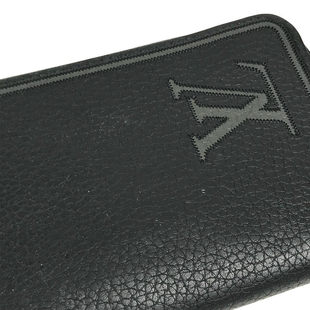 LOUIS VUITTON M68228 LV Logo Vertical Zippy Wallet Long Wallet Round Zipper Tripon Leather Unisex Noir Black