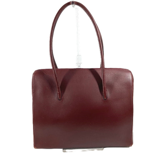 CARTIER Must Line Logo Bag Shoulder Tote Bag Business Bag Shoulder Bag Leather Unisex Wine Red