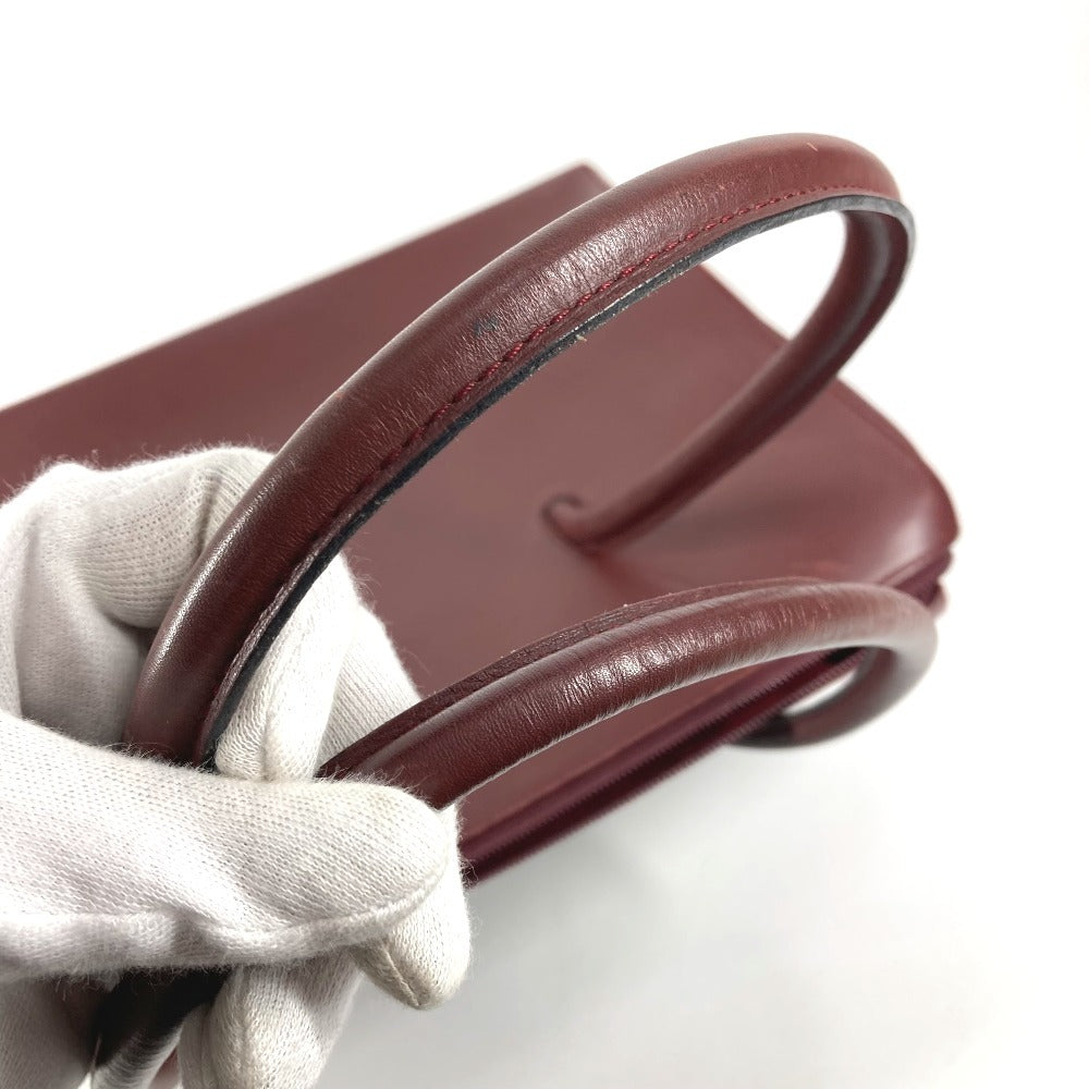 CARTIER マストライン ロゴ カバン 肩掛け トートバッグ ビジネスバッグ ショルダーバッグ レザー ユニセックス ワインレッド