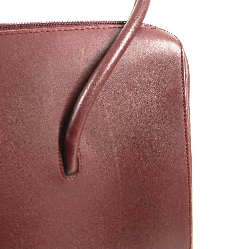 CARTIER マストライン ロゴ カバン 肩掛け トートバッグ ビジネスバッグ ショルダーバッグ レザー ユニセックス ワインレッド