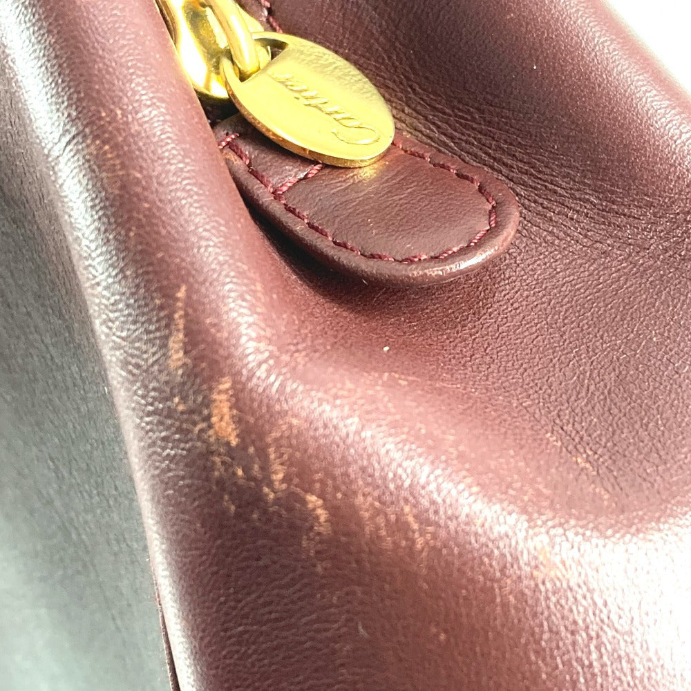 CARTIER マストライン ロゴ カバン 肩掛け トートバッグ ビジネスバッグ ショルダーバッグ レザー ユニセックス ワインレッド