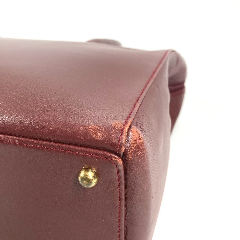 CARTIER マストライン ロゴ カバン 肩掛け トートバッグ ビジネスバッグ ショルダーバッグ レザー ユニセックス ワインレッド