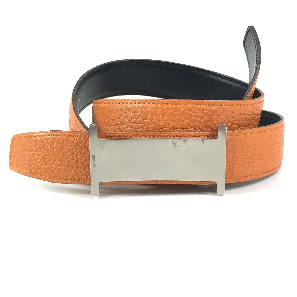 HERMES Reversible Buckle Belt Belt Leather Unisex Black