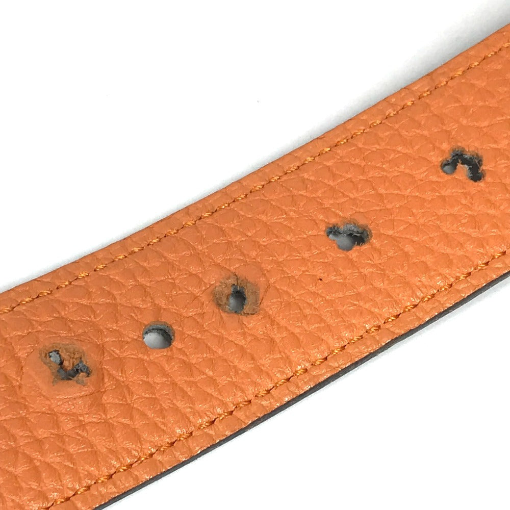 HERMES Reversible Buckle Belt Belt Leather Unisex Black