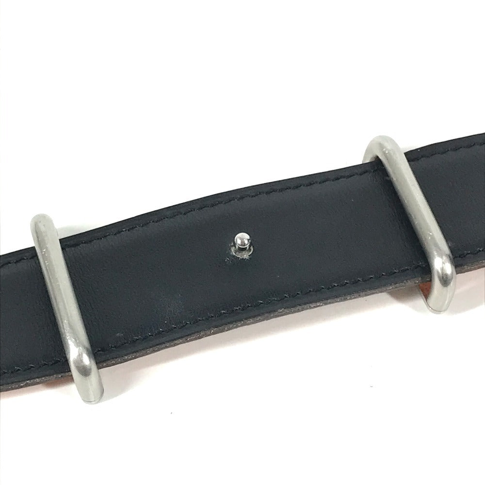 HERMES Reversible Buckle Belt Belt Leather Unisex Black