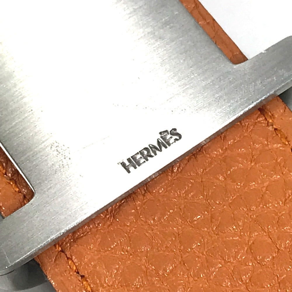 HERMES Reversible Buckle Belt Belt Leather Unisex Black
