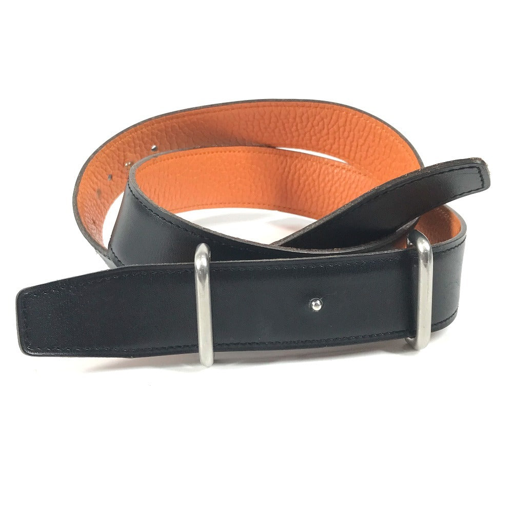 HERMES Reversible Buckle Belt Belt Leather Unisex Black