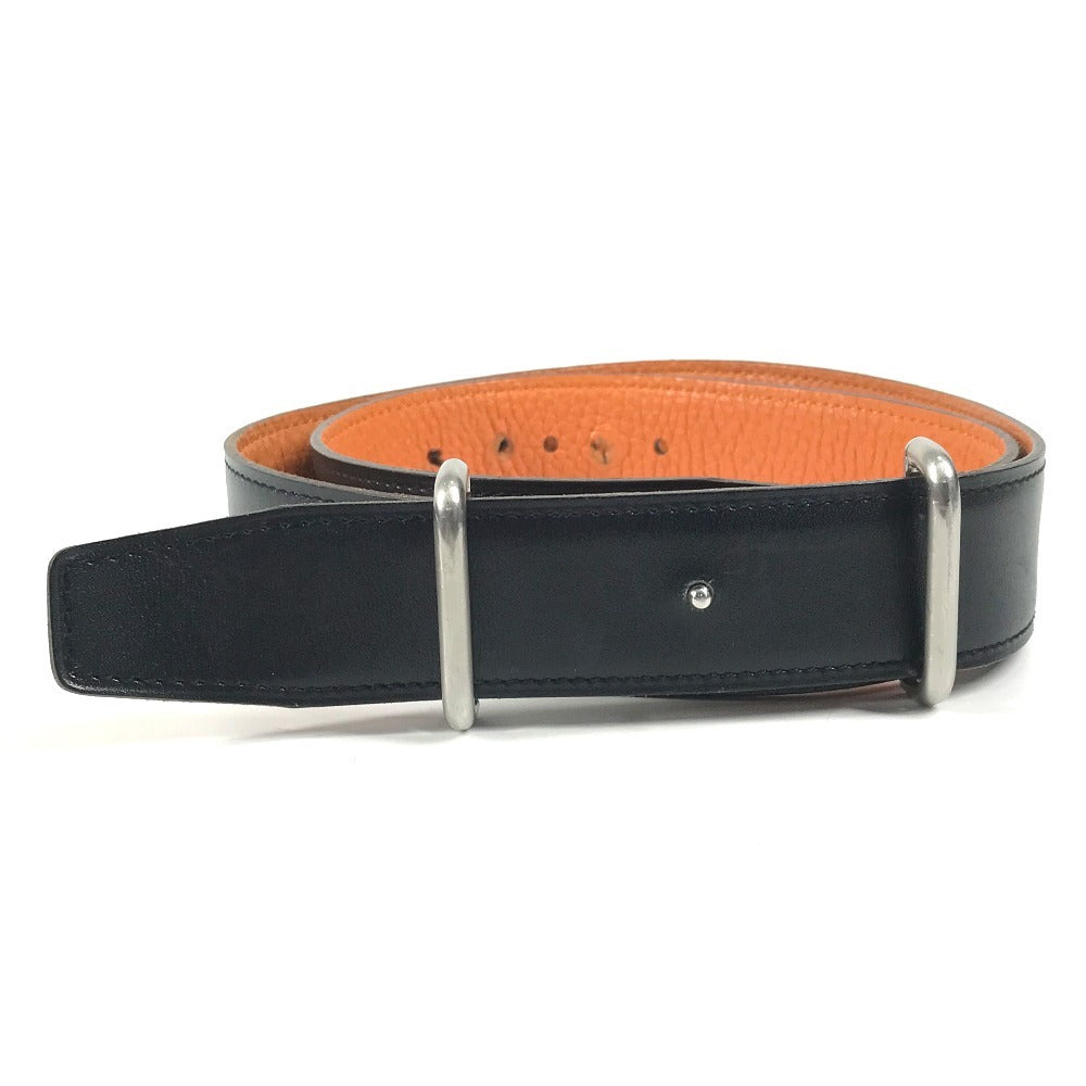 HERMES Reversible Buckle Belt Belt Leather Unisex Black