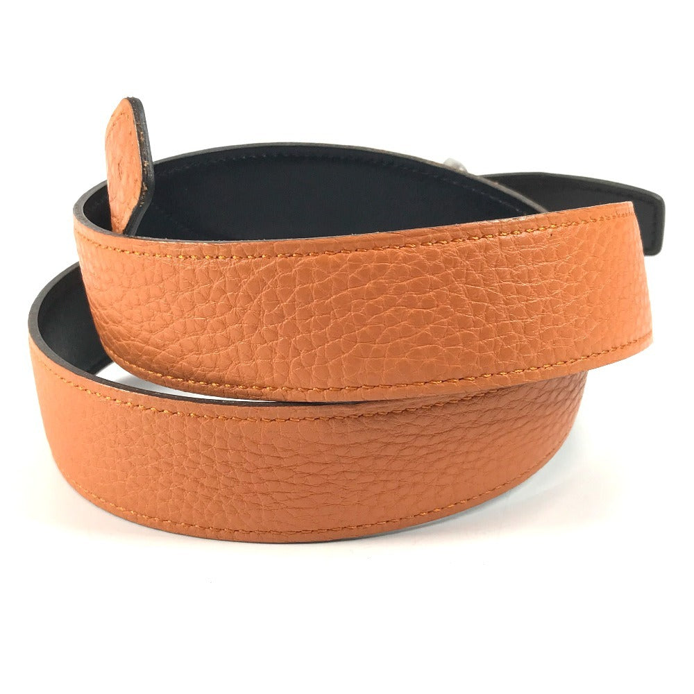 HERMES Reversible Buckle Belt Belt Leather Unisex Black