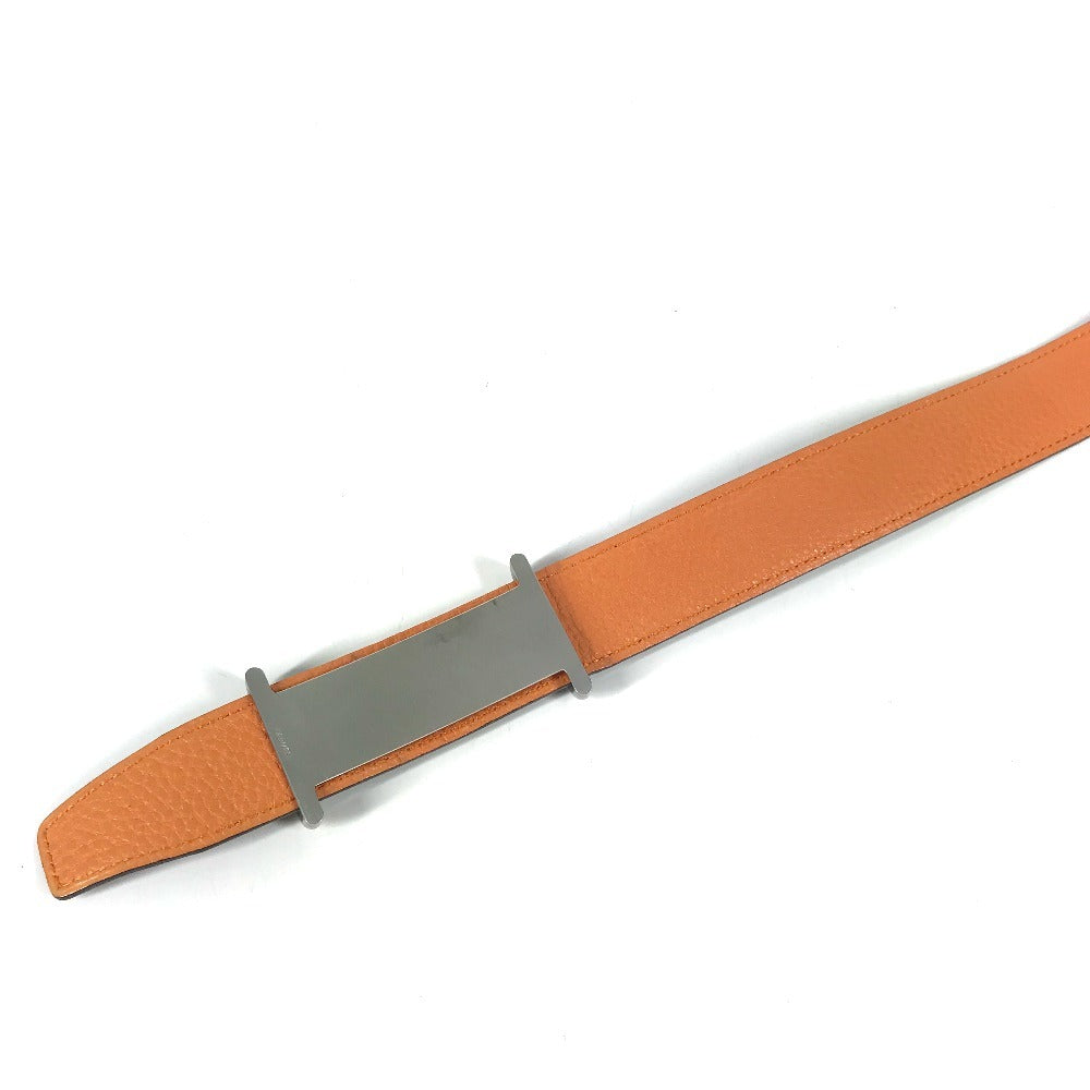HERMES Reversible Buckle Belt Belt Leather Unisex Black