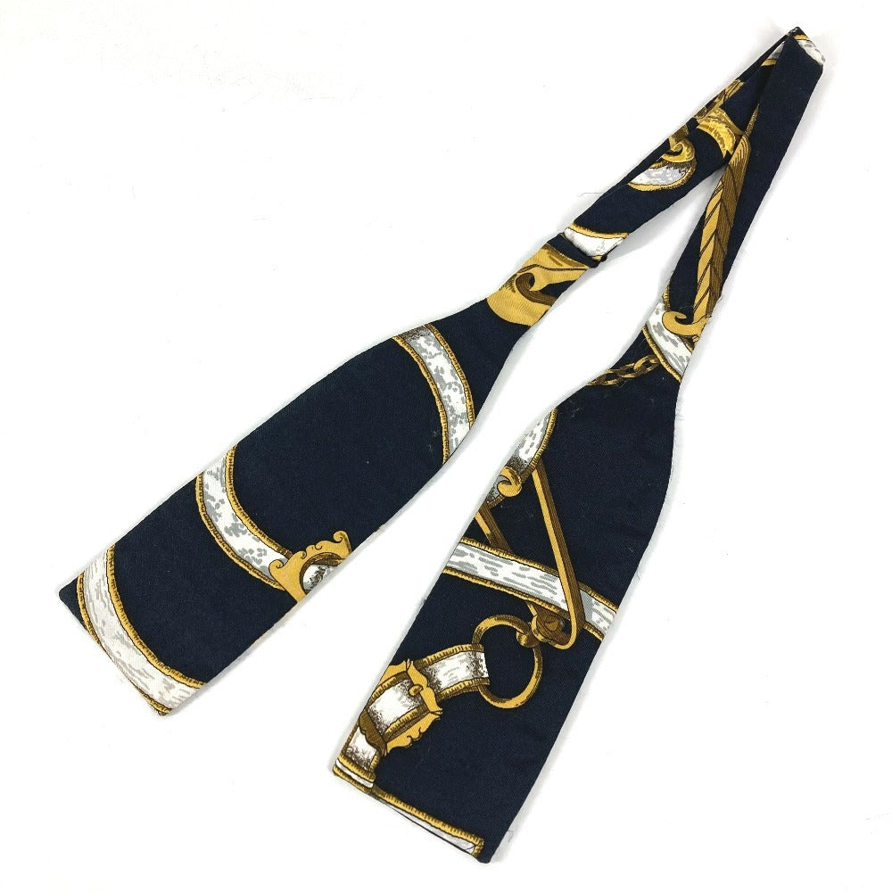 HERMES 総柄 カマーバンド＆蝶ネクタイ セット 2点 アクセサリー ネクタイ ベルト シルク メンズ ブラック