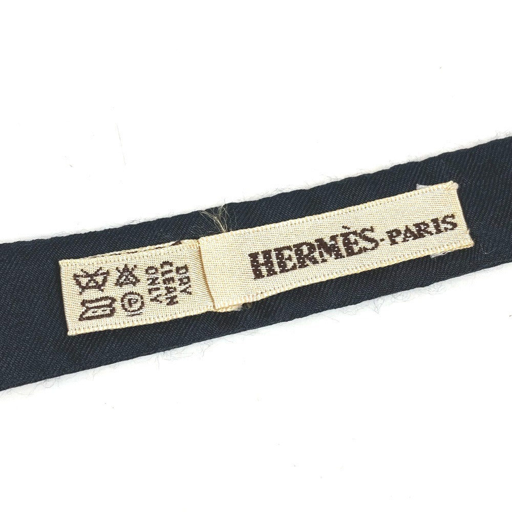 HERMES 総柄 カマーバンド＆蝶ネクタイ セット 2点 アクセサリー ネクタイ ベルト シルク メンズ ブラック