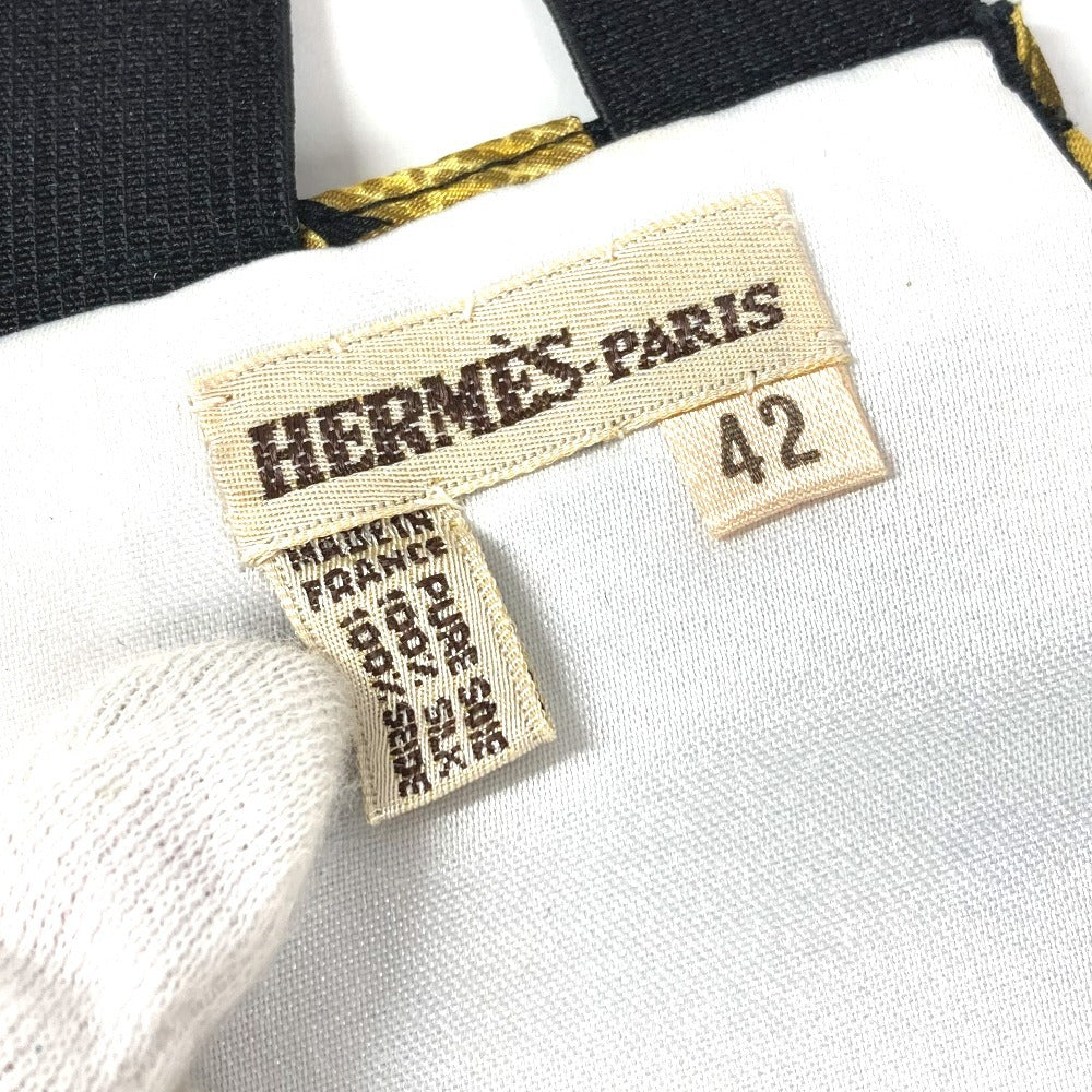 HERMES 総柄 カマーバンド＆蝶ネクタイ セット 2点 アクセサリー ネクタイ ベルト シルク メンズ ブラック