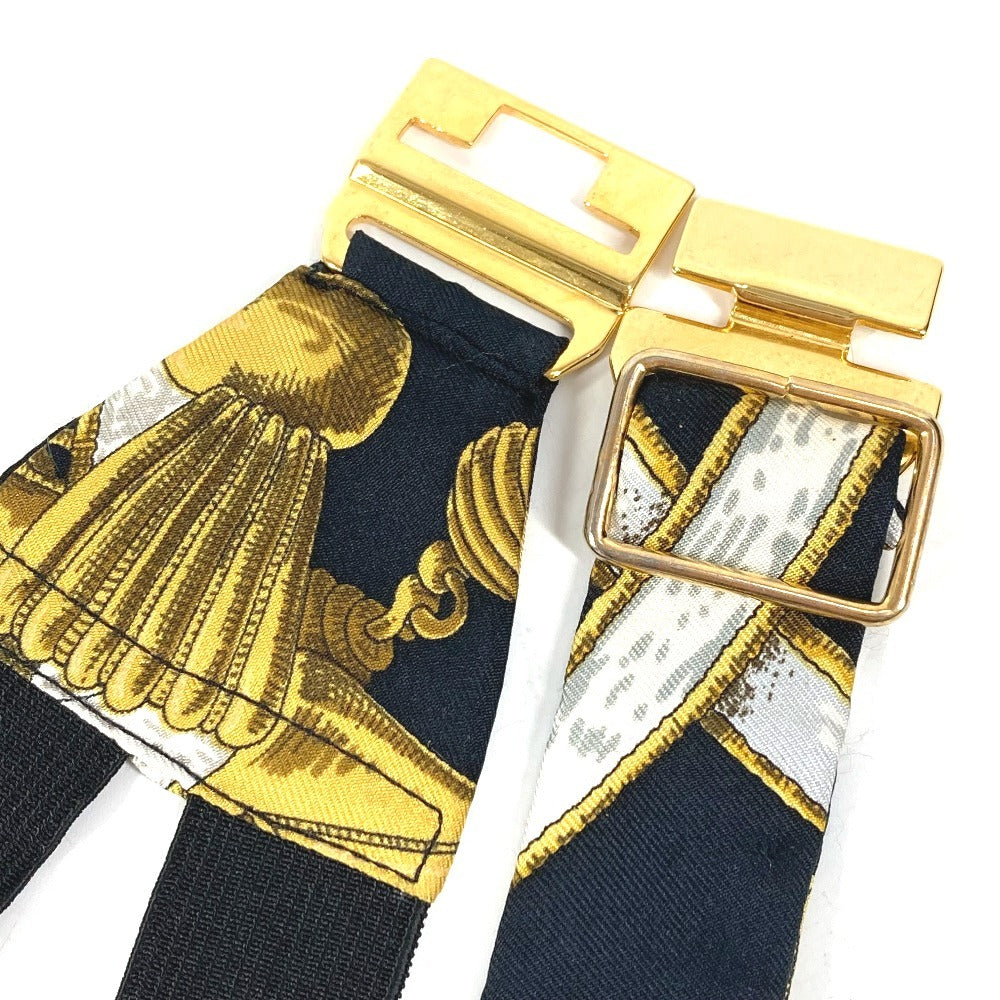 HERMES 総柄 カマーバンド＆蝶ネクタイ セット 2点 アクセサリー ネクタイ ベルト シルク メンズ ブラック