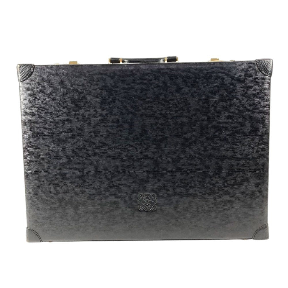 LOEWE ヴィンテージ ロゴ アナグラム アタッシュケース カバン トートバッグ ビジネスバッグ BOX ハンドバッグ レザー レディース ブラック