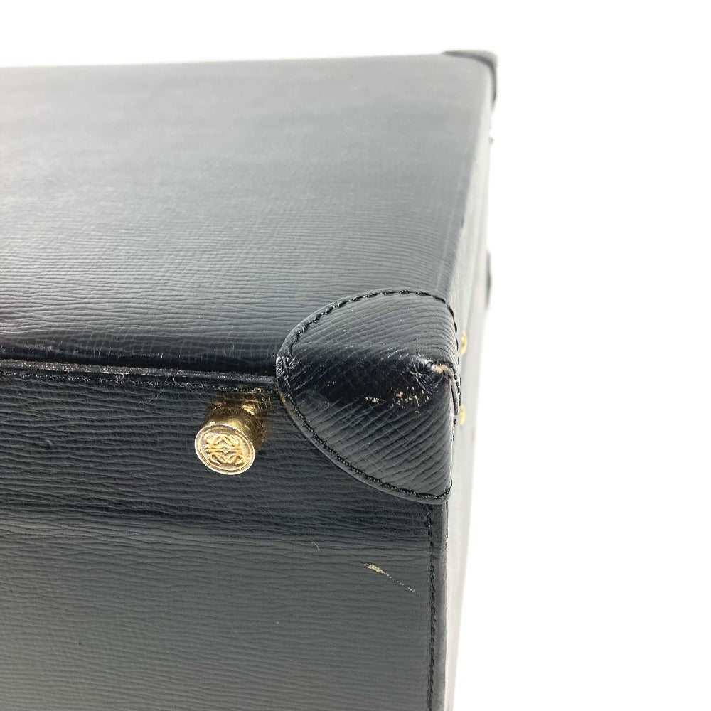 LOEWE ヴィンテージ ロゴ アナグラム アタッシュケース カバン トートバッグ ビジネスバッグ BOX ハンドバッグ レザー レディース ブラック