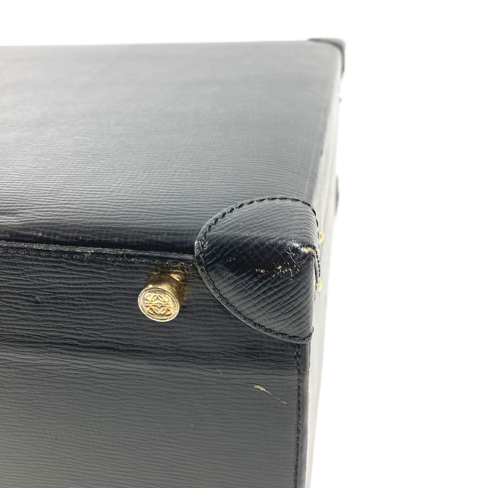 LOEWE ヴィンテージ ロゴ アナグラム アタッシュケース カバン トートバッグ ビジネスバッグ BOX ハンドバッグ レザー レディース ブラック