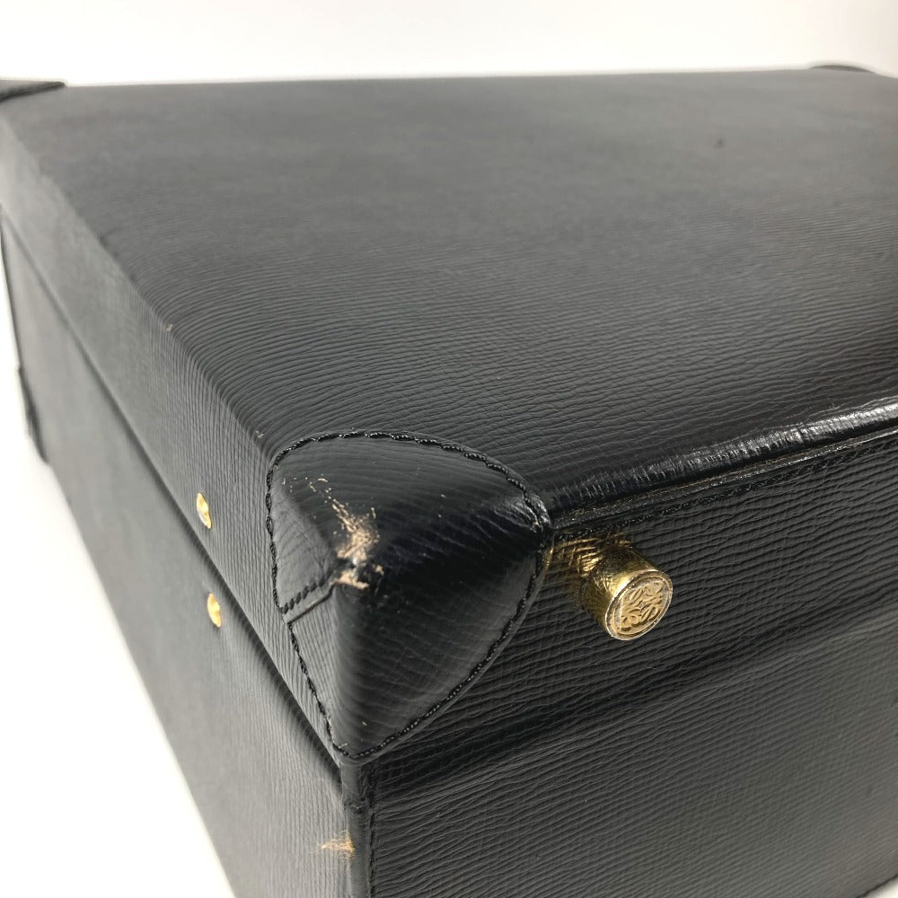 LOEWE ヴィンテージ ロゴ アナグラム アタッシュケース カバン トートバッグ ビジネスバッグ BOX ハンドバッグ レザー レディース ブラック