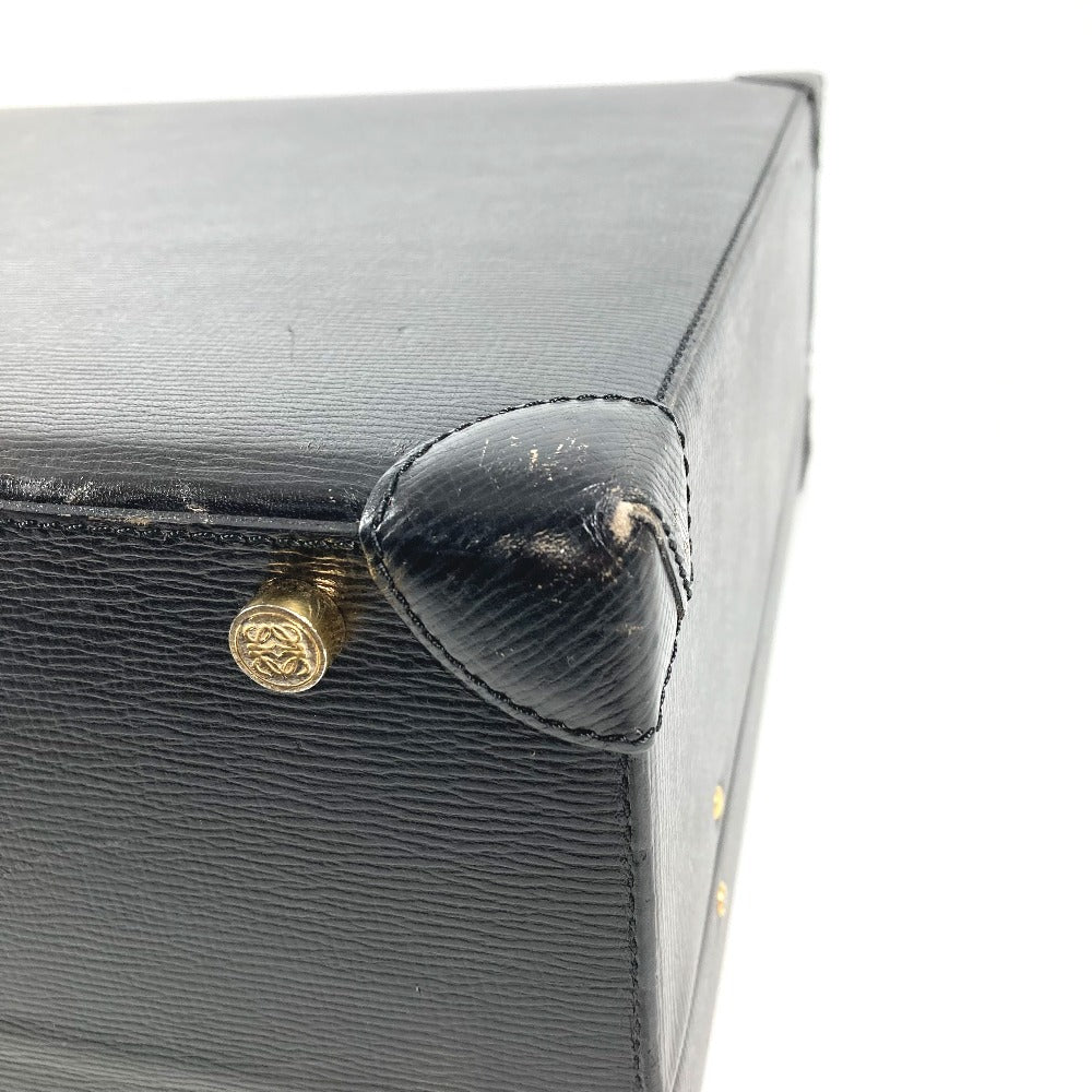LOEWE ヴィンテージ ロゴ アナグラム アタッシュケース カバン トートバッグ ビジネスバッグ BOX ハンドバッグ レザー レディース ブラック