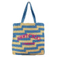 JIMMY CHOO Logo Border Beach Tote Bag Shoulder Bag Raffia Women's Blue