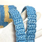JIMMY CHOO Logo Border Beach Tote Bag Shoulder Bag Raffia Women's Blue