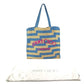 JIMMY CHOO Logo Border Beach Tote Bag Shoulder Bag Raffia Women's Blue