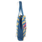 JIMMY CHOO Logo Border Beach Tote Bag Shoulder Bag Raffia Women's Blue