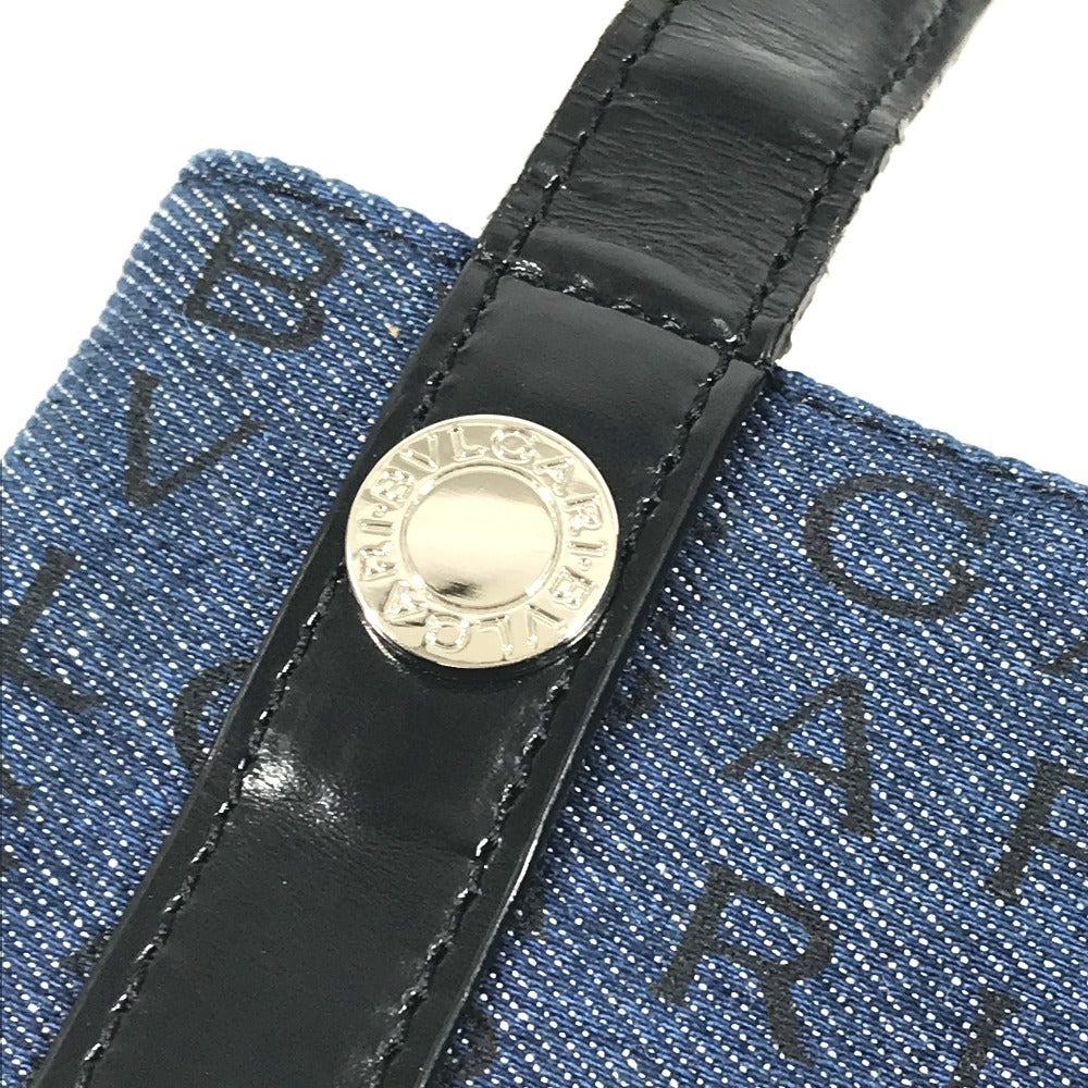 BVLGARI Logomania Bag Crossbody Pochette Shoulder Bag Leather/Canvas Unisex Black