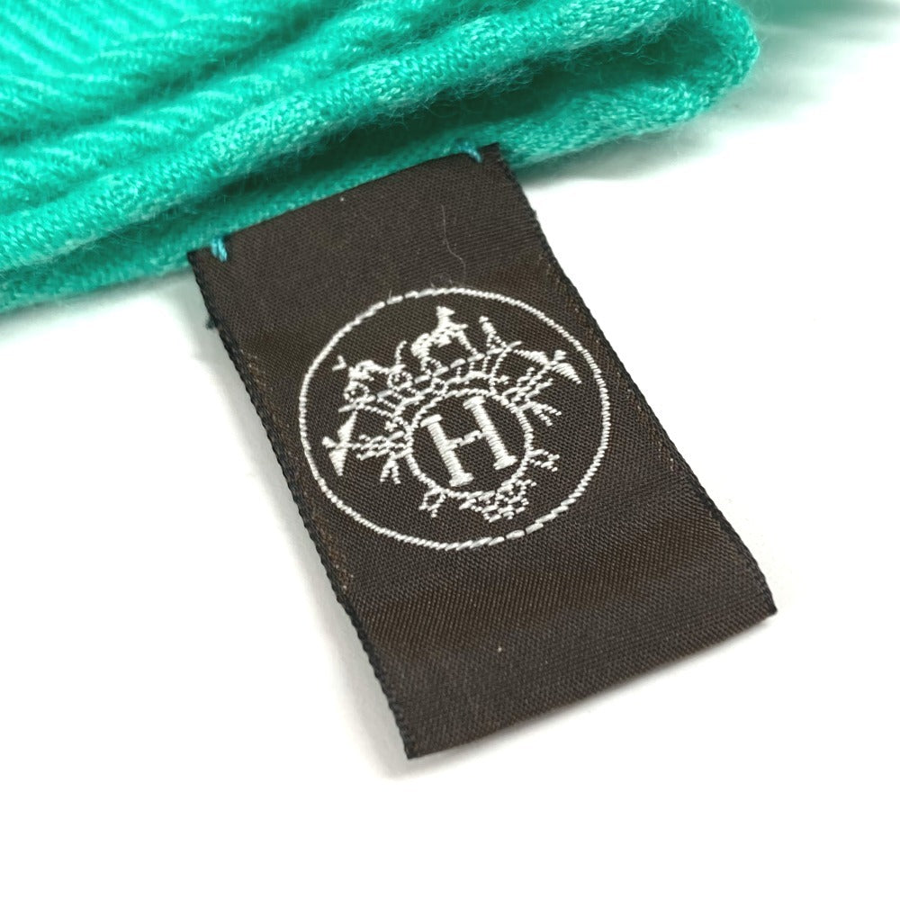 HERMES ストール ニューリブリス　ニュー リブリス ショール フリンジ マフラー ストール カシミヤ ユニセックス グリーン