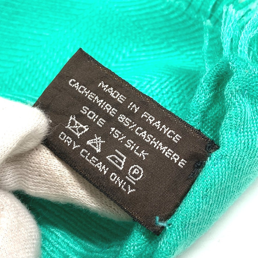 HERMES ストール ニューリブリス　ニュー リブリス ショール フリンジ マフラー ストール カシミヤ ユニセックス グリーン