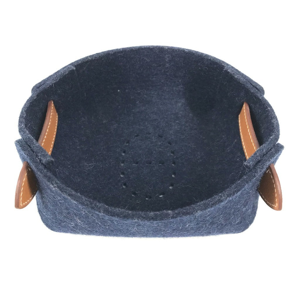 HERMES Perforated Logo Vide-Poche Passpass Accessory Tray, Felt, Unisex, Navy