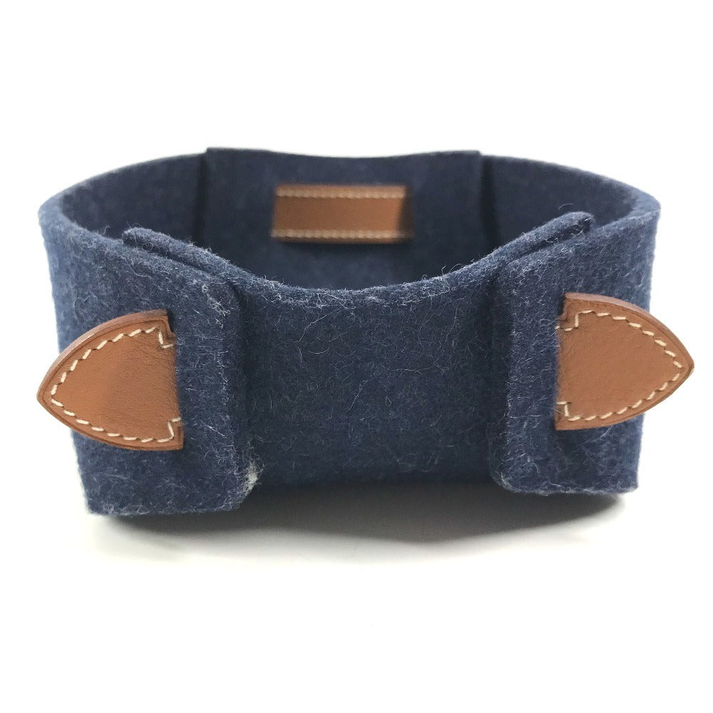HERMES Perforated Logo Vide-Poche Passpass Accessory Tray, Felt, Unisex, Navy