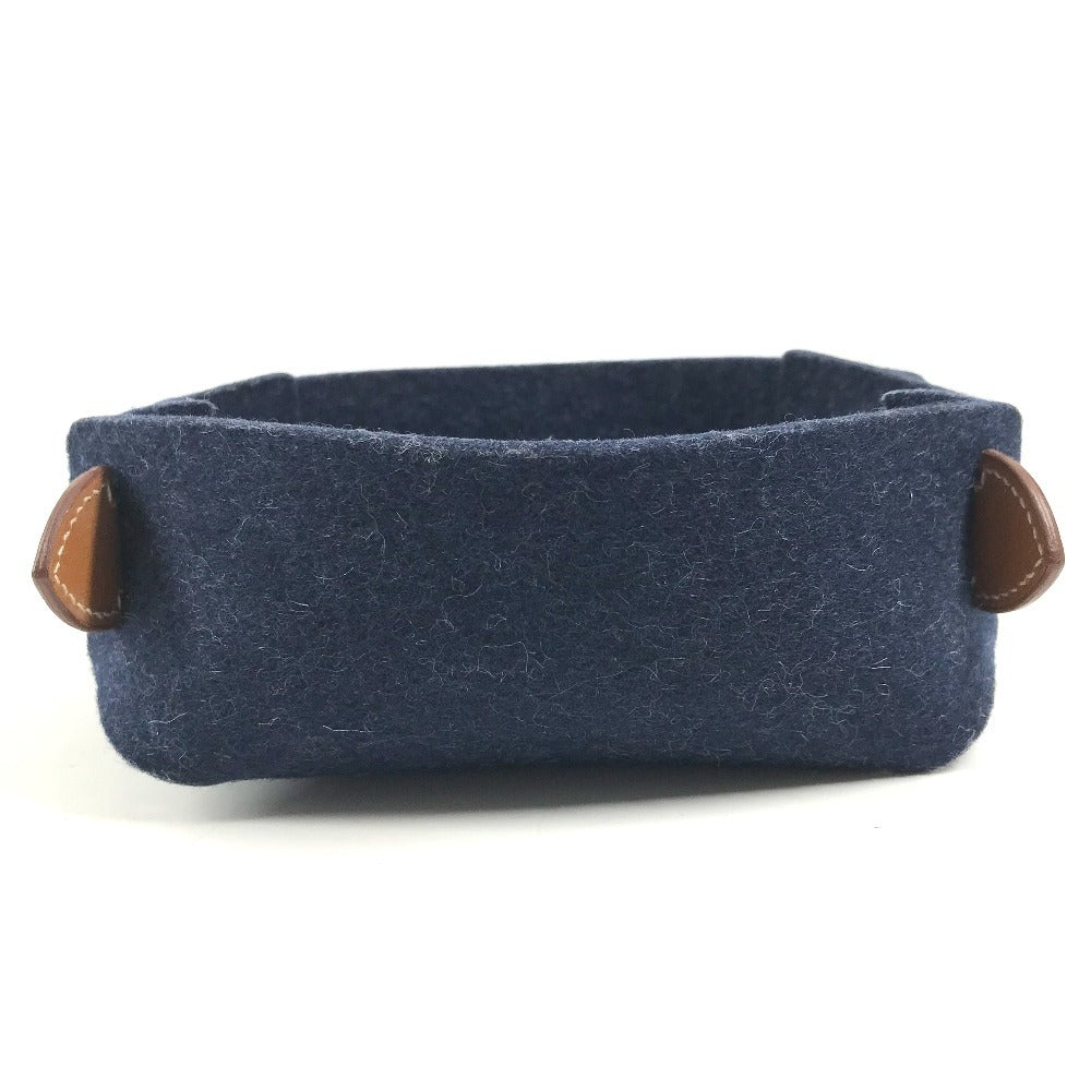 HERMES Perforated Logo Vide-Poche Passpass Accessory Tray, Felt, Unisex, Navy