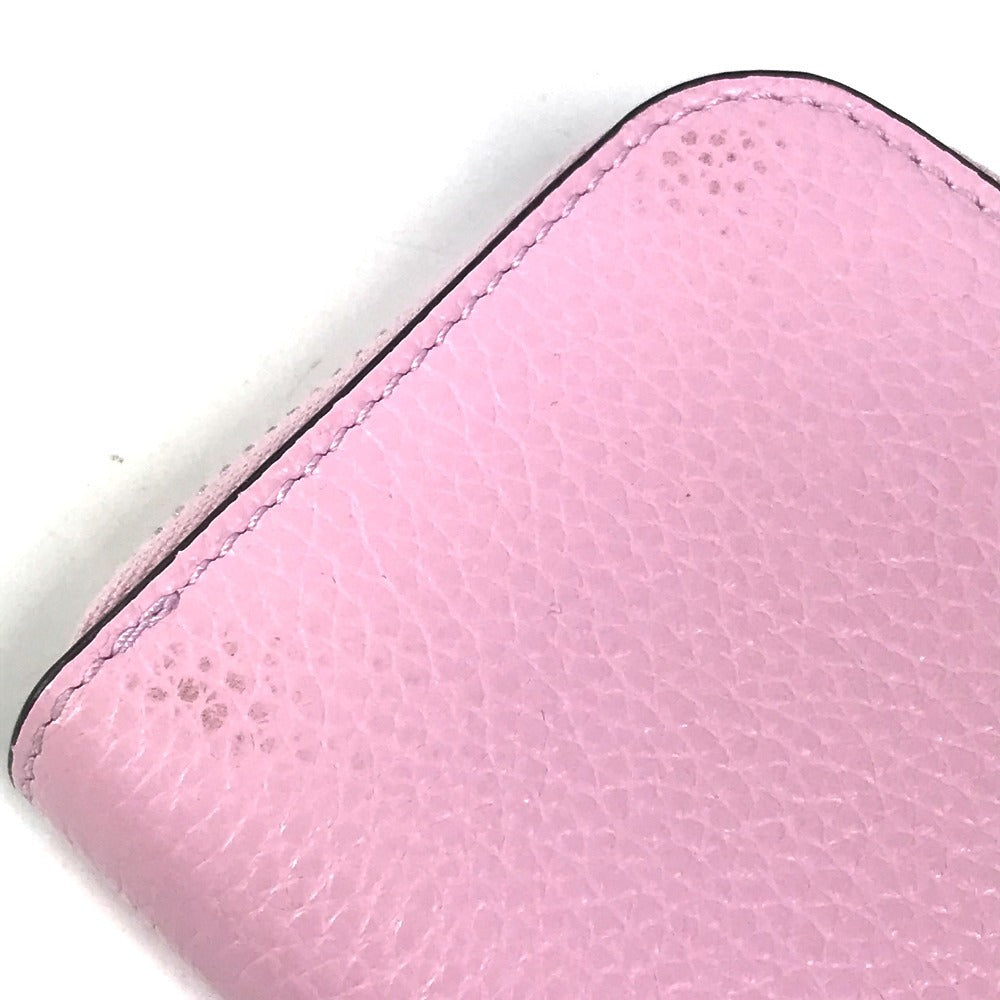 Salvatore Ferragamo Coin Purse Gancini Logo Wallet Compact Wallet Round Zipper Coin Case Leather Unisex Pink