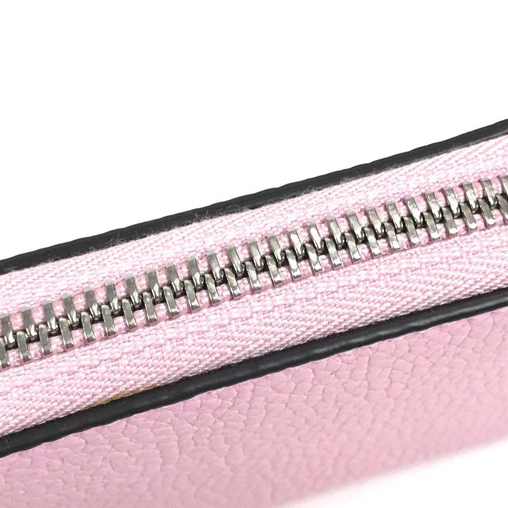 Salvatore Ferragamo Coin Purse Gancini Logo Wallet Compact Wallet Round Zipper Coin Case Leather Unisex Pink
